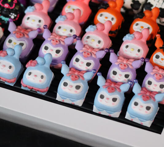 Kuromi - Melody $45 Hand-painted R1 Cherry Switch - Multi colorway